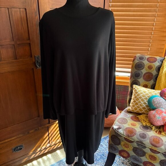 J.Jill Purejill Soft Black Dress with Overlay Bodice Size Large - Picture 1 of 7